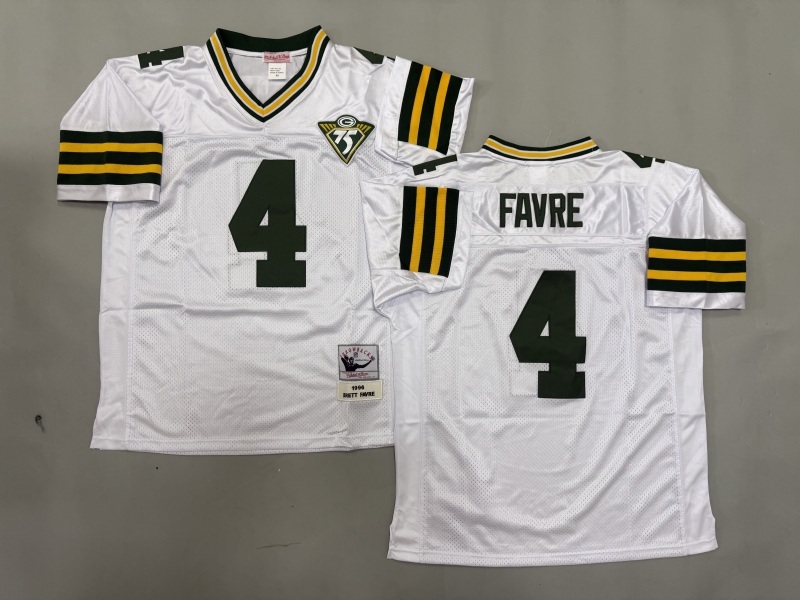 Men 2025 Green Bay Packers #4 Favre white Throwback Limited NFL Jersey style 001